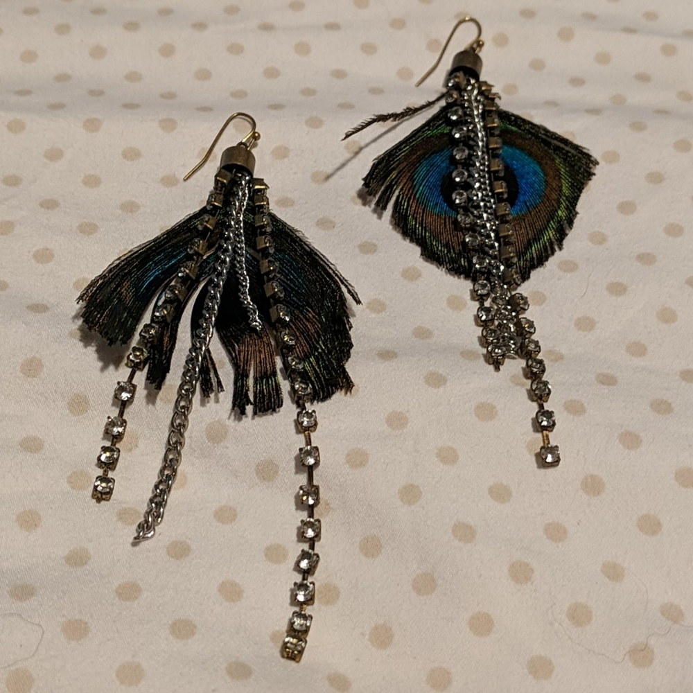 Peacock feathers earrings